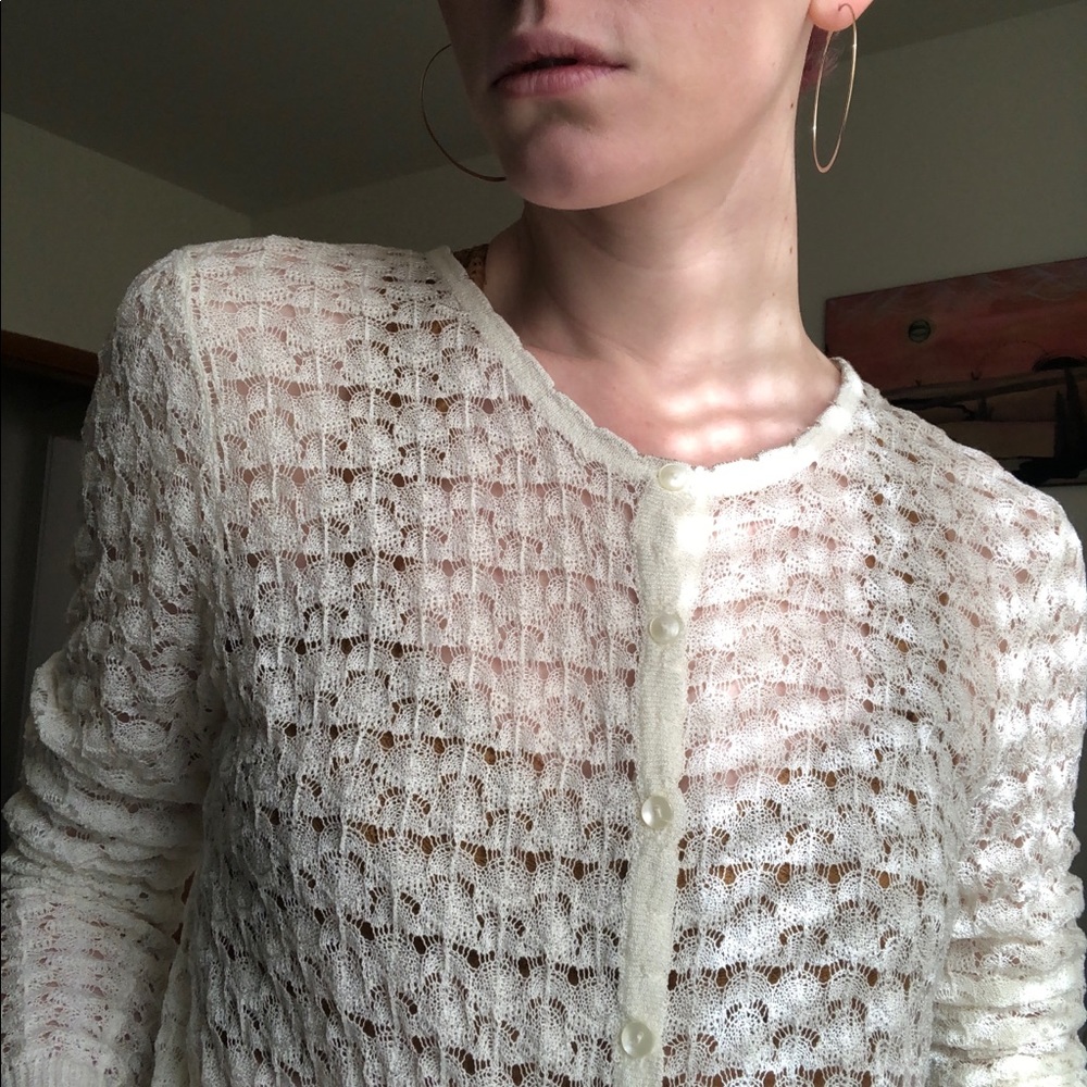 Lace sheer cream / white cardigan size small